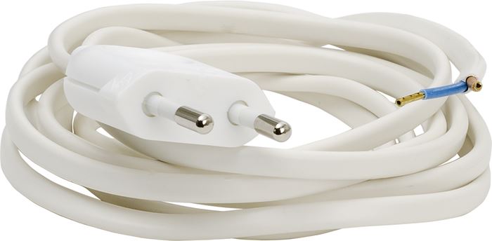 Sladdställ 2G0.75 SKX 2M Vit med Europlugg