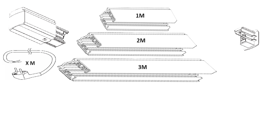 Track kit black with end feed, end cap and cord set