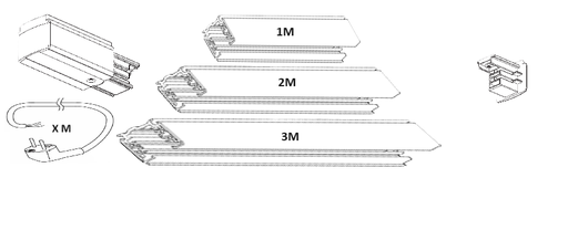 Track kit black with end feed, end cap and cord set