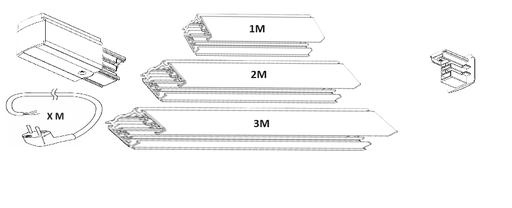 Track kit white with end feed, end cap and cord set